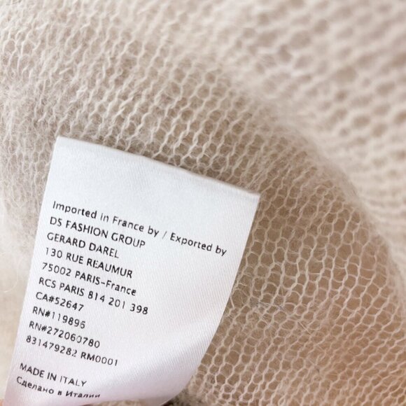 GERARD DAREL sahara Softest Mohair V-Neck Open Knit Shiny Neutral French sz 1 - Picture 10 of 11